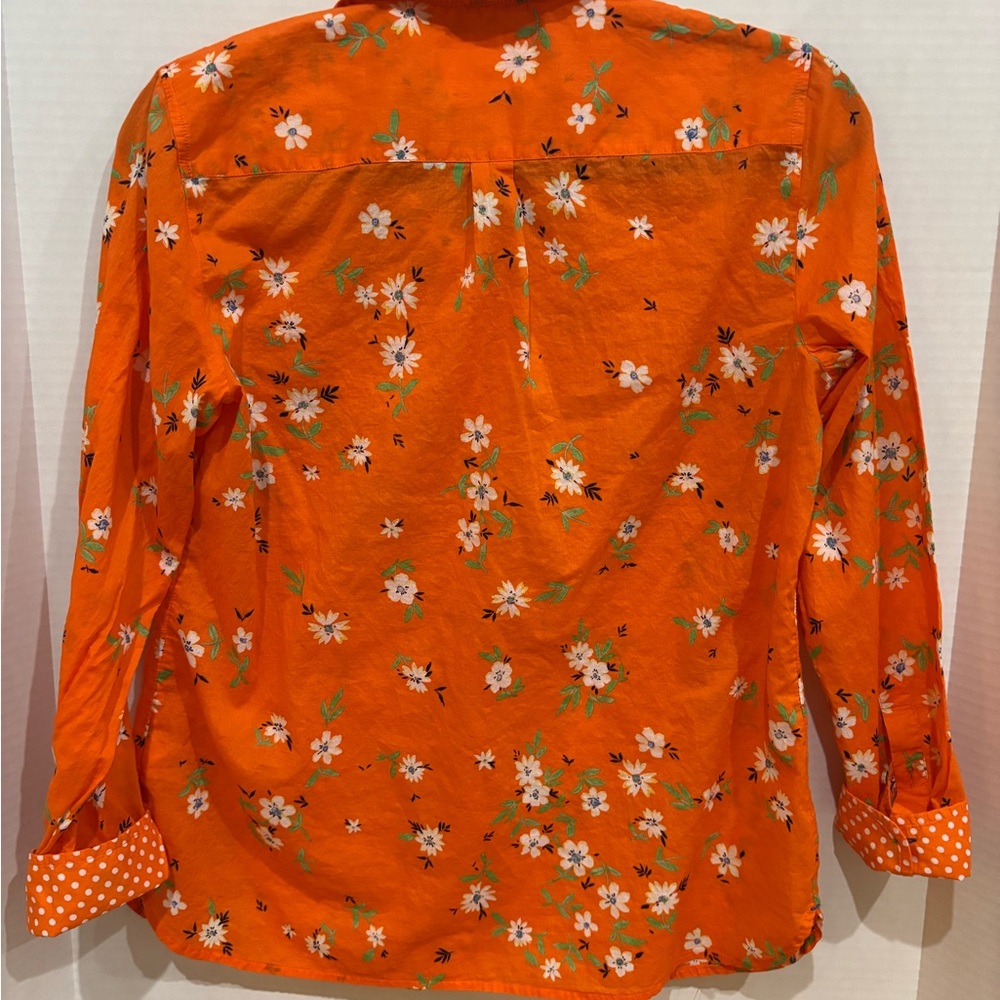 Talbots Tangerine Floral Button Down Shirt - Picture 3 of 10